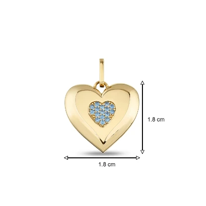 Altın Taşlı Kalp Charm resmi