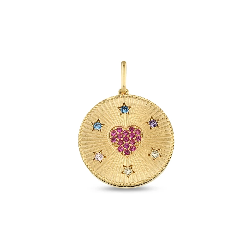 Altın Taş Detay Kalp-Yıldız Charm resmi