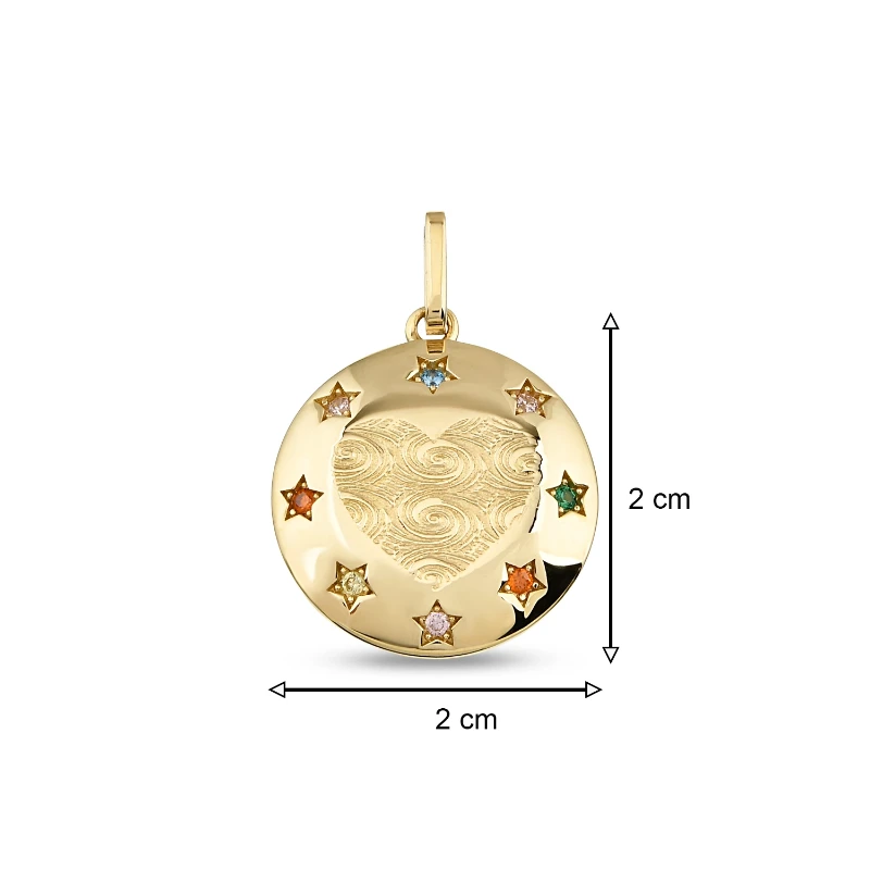 Altın Vıntage Kalp-Yıldız Charm resmi