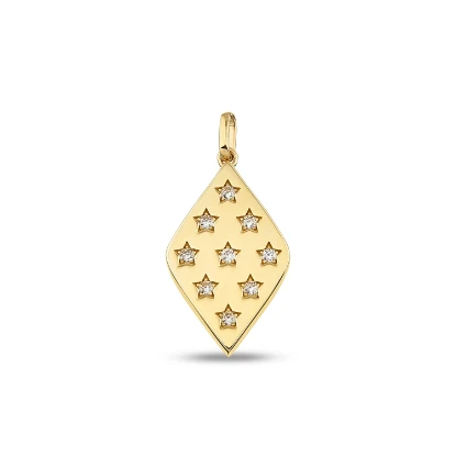 Altın Baklava Form Yıldızlar Charm resmi