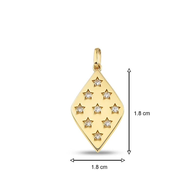 Altın Baklava Form Yıldızlar Charm resmi