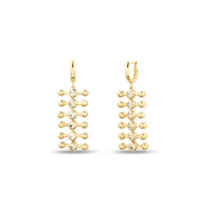 Altın Tasarım Sallantı Küpe resmi
