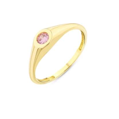 Açık Pembe Yuvarlak Taşlı Yüzük resmi
